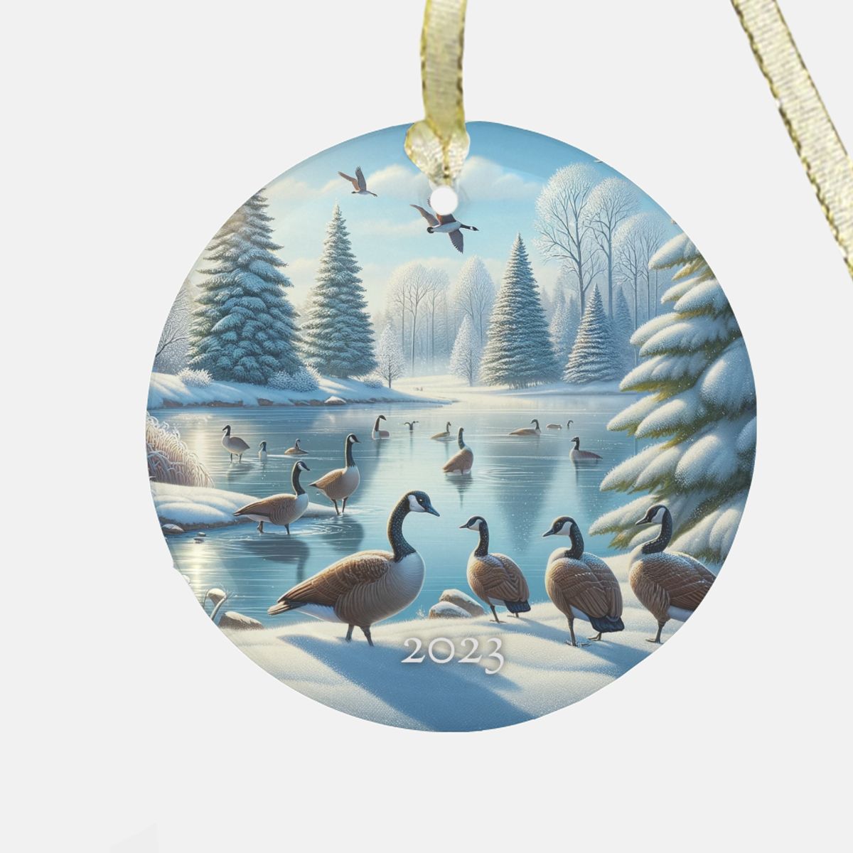 2023 Goose Ornament - Clear Glass (Round)